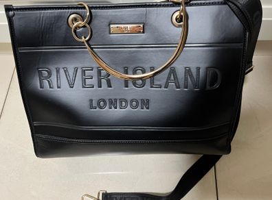 River Island Black Debossed Branded Bag