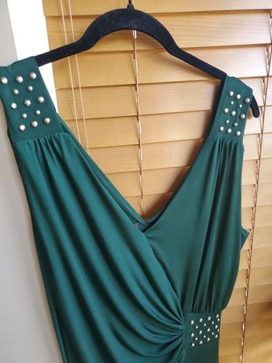 Vestis Emerald Green Occasion Dress with Stud Detail