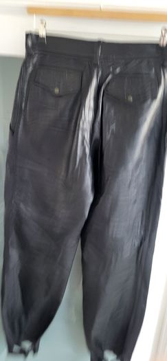 Vintage black genuine SPHINX leather pegged style high waisted pants with side and back pockets  14UK - Fit (12-14UK)