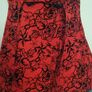 Red Rockabilly Tattoo Print Dress with Tulle Hem Image 5