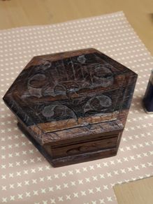 Trinket box carved hardwood