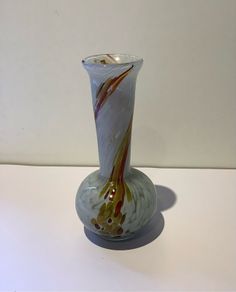 Mdina Glass Long Necked Vase Signed