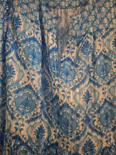 summer dress in blue and white. Wide fit . Easy crease free material.  Great for packing
