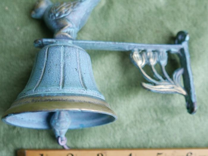 CAST IRON Wall Mount Hummingbird Welcome Bell Rustic Farm/Garden/Patio Door Decor