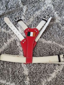 Dog Leather Harness with Irish flag