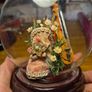 Vintage Globe with Country Meadow Flowers in a Fancy Show and Violin Decoration. Image 5