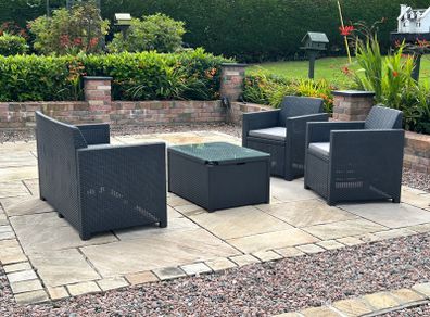 4-piece dark grey/black polyrattan-effect garden / patio furniture