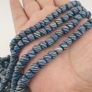 Vintage African Style White Stripe Blue 7mm -8mm Glass Beads Necklace Strand Image 3