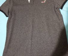hollister black grey small medium polo shirt