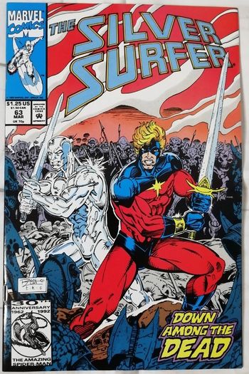 Silver Surfer #63 1st Cameo Dark Silver Surfer & Captain Marvel Appearance (1992)