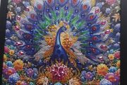 Peacock Diamond Painting Framed