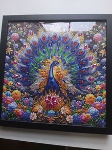 Peacock Diamond Painting Framed