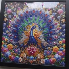 Peacock Diamond Painting Framed