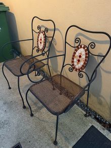 Wrought Iron and Mosaic garden chairs