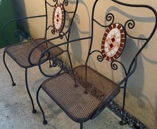 Wrought Iron and Mosaic garden chairs