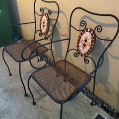 Wrought Iron and Mosaic garden chairs