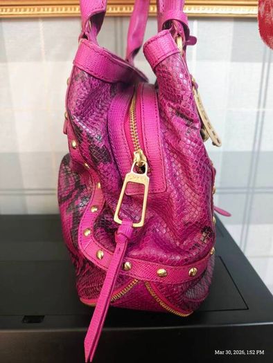 Rare vintage dkny Purple Snake Print Bag Y2K McBling Satchel