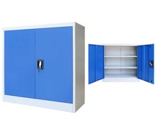 Office Cabinet Metal 90x40x90 cm Grey and Blue