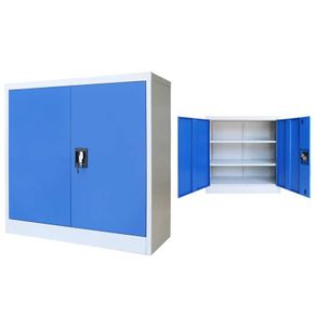 Office Cabinet Metal 90x40x90 cm Grey and Blue