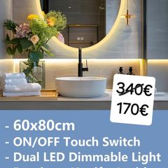 LED Bathroom Mirror 60x80cm Fog Free Dual LED