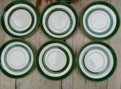 TG Green  green stripe saucers, green Cornishware