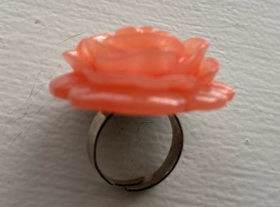 Y2K-style kitsch coral pink resin rose ring