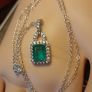 Beautiful Emeraldine & Zircon Pendant in Rhodium Plated Sterling Silver Image 8