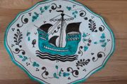 Decorative Plate for hanging on wall, oval shape, with boat