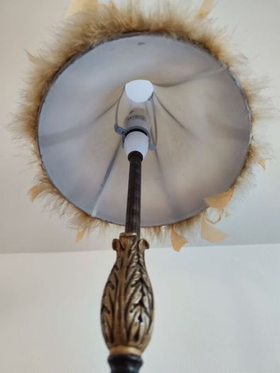 table lamp bedside lamp light vintage style feathers brown