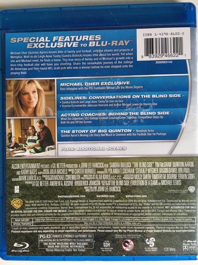 The Blind Side [2009] Quinton Aaron, Sandra Bullock, Tim McGraw, Kathy Bates & Lily Collins [Blu-ray Movie] Academy Award Winner