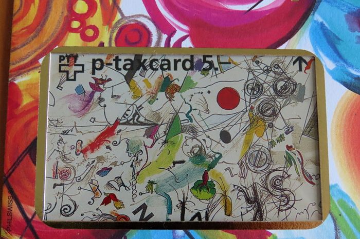Jean Tinguely art coin & phonecard & 1988 stamp cover vintage