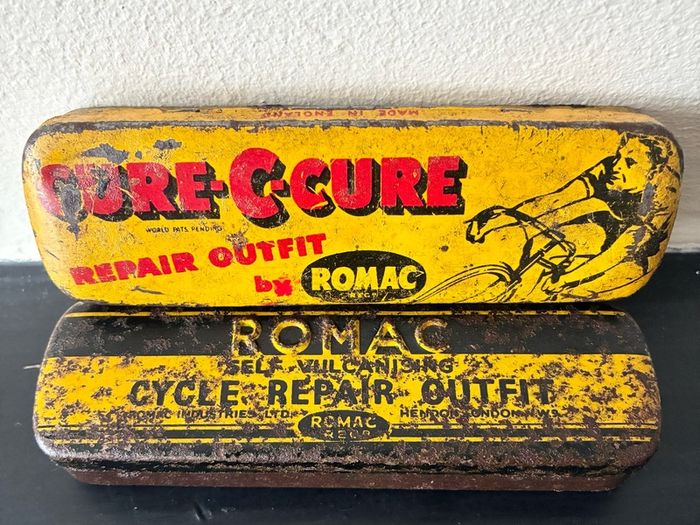2 x Vintage Romac Cycle Repair Tins