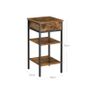 Set of 2 Vintage Brown & Black Bedside Tables with Drawer & Shelves Image 6