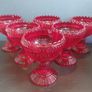 Fabulous Vintage Retro Set of Six Matching Red Sundae Glasses with a Relief Pattern Very Similar to the Very Popular Iittala Marimekko Maribowl Glasses in Cranberry - Perfect for Halloween Image 4