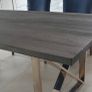 Grey dining table with chrome X legs Image 2