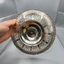Vintage Silvery Metal Two Tier Cake Stand Engraved Lace Effect Doyley Plates Image 8