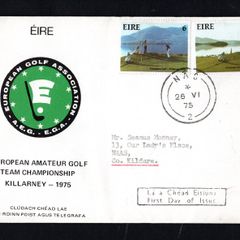 1975 Ireland European Amateur Golf Team Championship Commemorative Stamp Illustrated Addressed First Day Cover (FDC) with Nas (Naas, Co, Kildare)