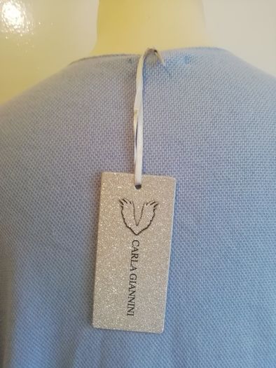 Carla Giannini Women's Angora Mix Top With Heart & Stars New With Tag Light Blue