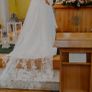 Beautiful cathedral length veil with flower and subtle sparkle detail Image 2