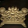 Antique Brass Desk Set Inkwell with Letter Holder with Art Nouveau motif 12" x 8" H-8" Image 9