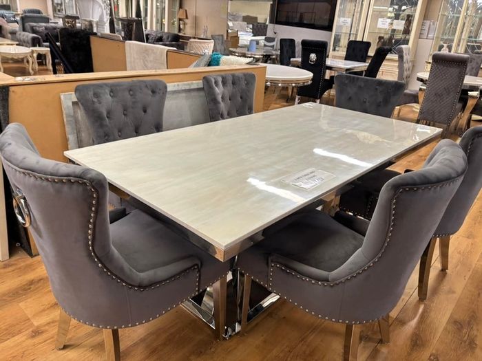 Marble Kitchen Dining Table With 6 Chairs