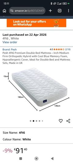 Brand new (still in plastic) 4'6 mattress