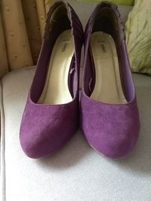 Suede effect purple high heel