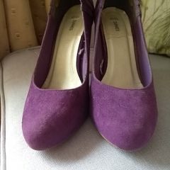Suede effect purple high heel