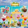 29 Pcs Tropical Hawaiian Photo Booth Props Funny Sunglasses Grass Skirt and Coconut Hat Designs Tropical Themed Party Props for Luau Beach Parties Birthdays and Summer Vacation Photo Backdrop Decor Image 9