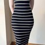 Black & Cream Striped Bodycon Midi Dress - Size S / UK8/10 Image 2