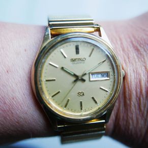 Vintage Rare 1980s Seiko SQ 8C23-6010 Day Date Quartz Gold Plated Gents Watch