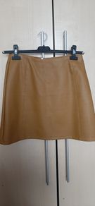 yellow leather skirt