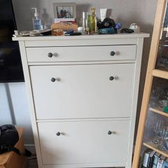 IKEA HEMNES Shoe Cabinet with 2 Compartments & Drawer - White