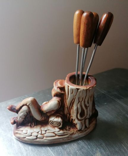 Jolly Swagman Pottery Cocktail Fork Holder